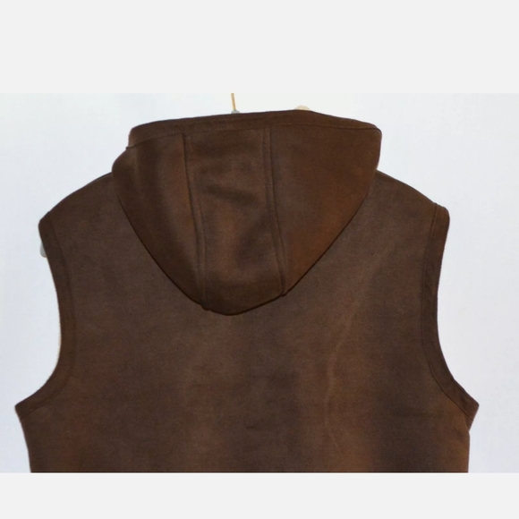 JONES NEW YORK SPORT Faux Suede Shearling Hooded Jacket Vest MEDIUM - Picture 6 of 6